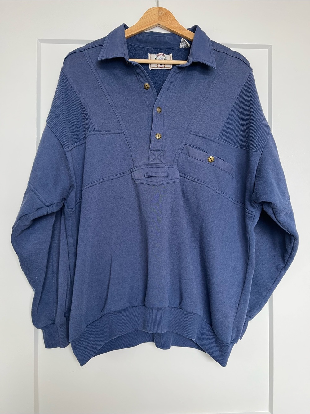 Vintage Sears Pullover Sweatshirt Blue XL | 90s Style Collared Cozy Oversized